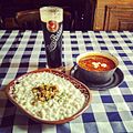 Image 4Halušky with bryndza cheese, kapustnica soup and Zlatý Bažant dark beer—examples of Slovak cuisine (from Culture of Slovakia)