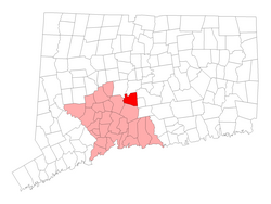 Location in New Haven County, Connecticut