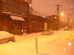 Ogden Street in North Philadelphia on a snowy night.