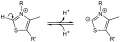 Illustration of important equilibrium structures of thazolium ring for article on Thiamine pyrophosphate.