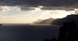 Sunset over the western tip of the Amalfi Coast