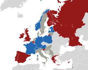 A coloured map of the countries of Europe