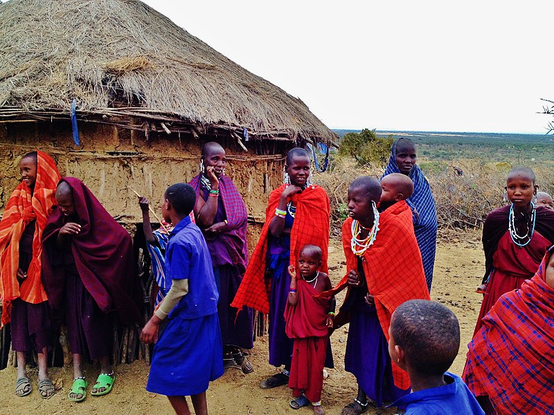 File:Massai-group and Village.jpg