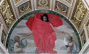 Melpomene mural (full picture, 1896), at the Library of Congress in Washington DC. Photograph (2007) by Carol Highsmith (1946–).