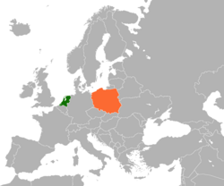 Map indicating locations of Netherlands and Poland