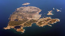 Saint-Pierre aerial photo, 2013. Saint-Pierre Airport is at the lower right.