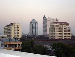 Downtown Yangon in the evening