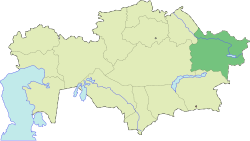 Map of Kazakhstan, location of East Kazakhstan Province highlighted