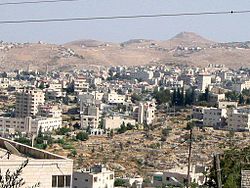 Beit Sahour from the northwest, with Herodium in the background.