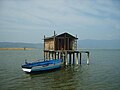 The Dojran Lake in the town of Dojran.