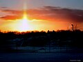 A light pillar formed at sunset near Toronto, Ontario.