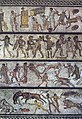 Image 64The Zliten mosaic, from a dining room in present-day Libya, depicts a series of arena scenes: from top, musicians; gladiators; beast fighters; and convicts condemned to the beasts (from Roman Empire)