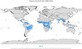 Localización del clima tropical de sabana Aw-As