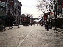 Downtown Burlington at night.