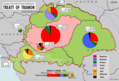 Image 1The Treaty of Trianon: Hungary lost 72% of its land, and sea ports in Croatia, 3,425,000 Magyars found themselves separated from their motherland. The country lost five of its ten biggest Hungarian cities. (from History of Hungary)