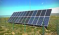 A solar array composed of a solar panel with 24 solar modules in rural Mongolia