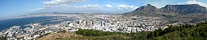 Panorama of the Cape Town city bowl from the Waterfront to Table Mountain