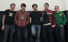 Hawthorne Heights at the University of Scranton in 2007. From left to Right: Casey Calvert, JT Woodruff, Micah Carli, Eron Bucciarelli, and Matt Ridenour.