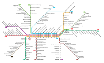 Map of the Munich S-Bahn system.