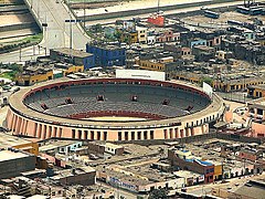 Plaza de toros de Acho, the plaza is classified as a national historic monument. It is the oldest bullring in the Americas.