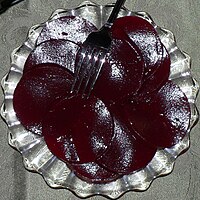 Cranberry jelly from a can, sliced