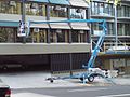 A trailer-mounted boom lift