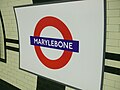 Roundel on southbound Bakerloo line platform