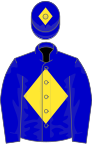 Blue, yellow diamond on body and cap