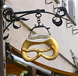 Bakery emblem with a cut in the pretzel, Ravensburg