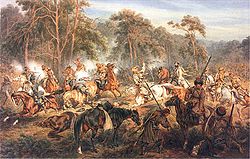 First Battle of Ignacewo of 1863 on a painting by Juliusz Kossak