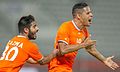 Celebrating a goal against Al-Salmiya SC