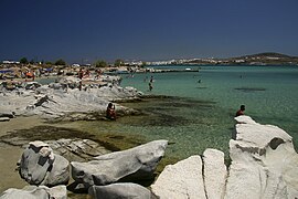 A view towards Naousa from Kolympithres beach