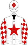 White, red star, diamonds on sleeves, diamond on cap