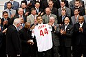 The world champion Philadelphia Phillies honored at the White House after their 2008 World Series victory