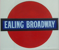 An early form of the roundel as used on the platform at Ealing Broadway.