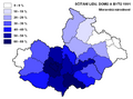 Moravian nationality, as declared by people in the 1991 census