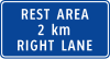 Rest area 2 km right lane