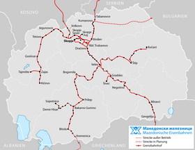 Map of the Macedonian railway network