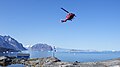 Air Greenland Bell 212 approaching the heliport from the south