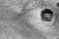 The Mars Rover Spirit's landing site and tracks taken by Mars Global Surveyor.