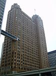 The Guardian Building, flying the American flag over the Detroit Financial District