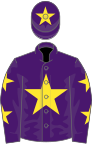 Purple, yellow star, yellow stars on sleeves, yellow star on cap