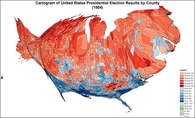 File:CartogramPresidentialCounty1904Colorbrewer.png