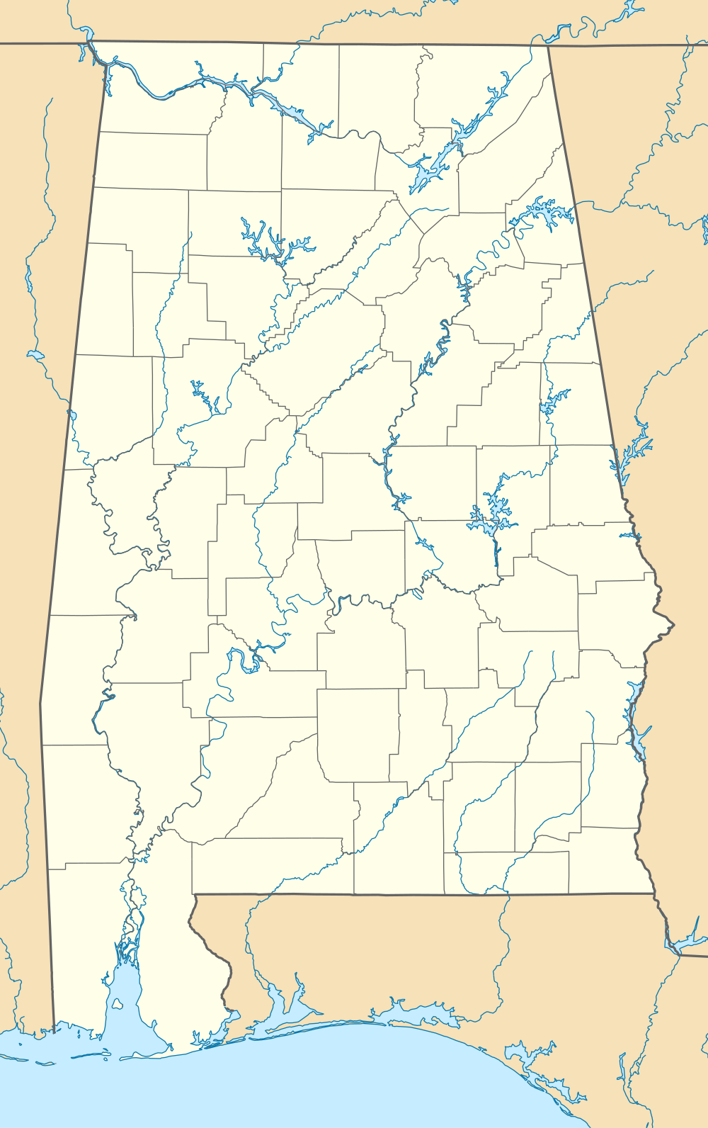 TotSamyjNiekto/Largest cities of states of USA on map is located in Alabama