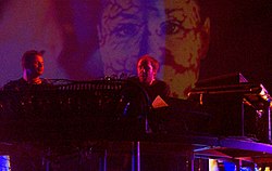 The Chemical Brothers performing live. Ed Simons (left) and Tom Rowlands (right)