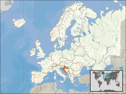 Location of Croatia (orange) in Europe (white)  –  [Legend]