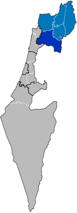 Northern District in blue, with Jezreel Subdistrict in dark blue