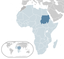 Location of Sudan (dark blue) – in Africa (light blue & dark grey) – in the African Union (light blue)