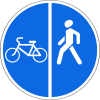 Bicycle path and sidewalk with divided directions