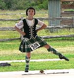 A young Highland dancer demonstrates her Scottish sword dance at the 2005 Bellingham (Washington) Highland Games